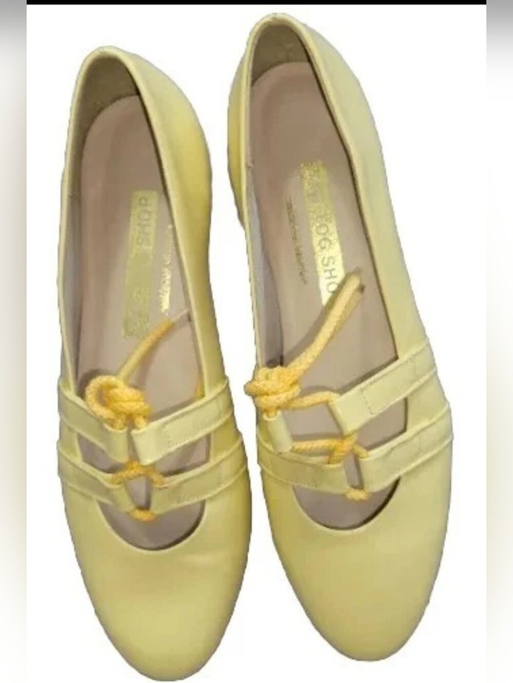 The Tog Shop Yellow Slip On Ties Ballet Flats Shoes Sz 7 1/2 B Vintage Theme